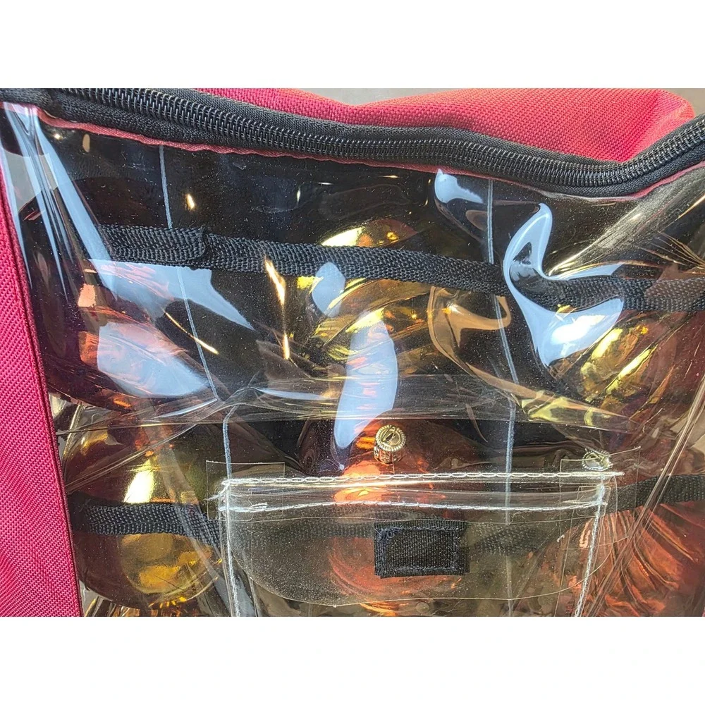 Assorted Christmas Ball Ornaments Red Gold Copper Ribbed Set with Storage Bag